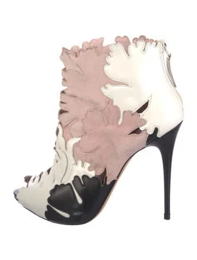 Pre-owned Alexander Mcqueen Leather Colorblock Pattern Boots In Pink