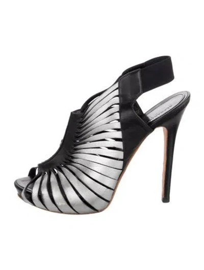 Pre-owned Alexander Mcqueen Leather Colorblock Pattern Slingback Pumps In Multi