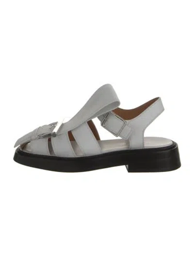 Pre-owned Alexander Mcqueen Leather Colorblock Pattern Slingback Sandals In White