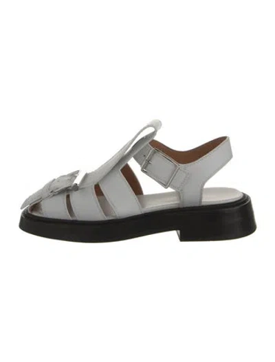 Pre-owned Alexander Mcqueen Leather Colorblock Pattern Slingback Sandals In White