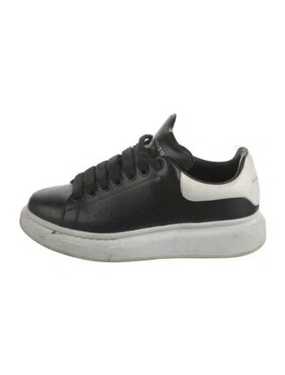 Pre-owned Alexander Mcqueen Leather Colorblock Pattern Sneakers In Black