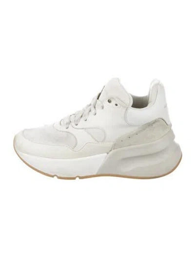 Pre-owned Alexander Mcqueen Leather Colorblock Pattern Sneakers In White