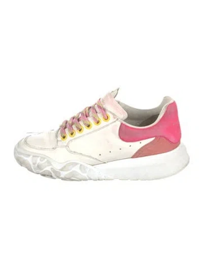 Pre-owned Alexander Mcqueen Leather Colorblock Pattern Sneakers In White