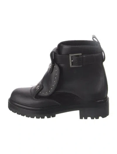 Pre-owned Alexander Mcqueen Leather Combat Boots In Black