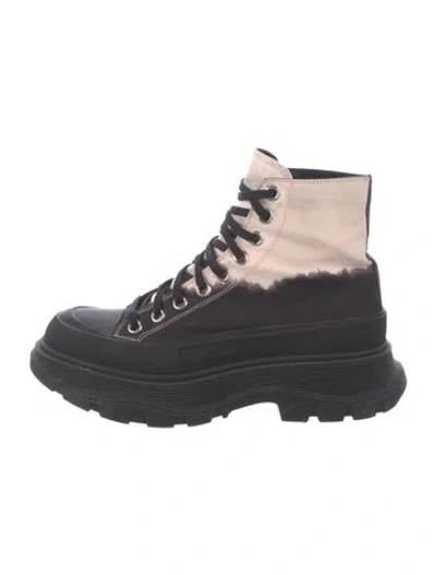 Pre-owned Alexander Mcqueen Leather Combat Boots In Black