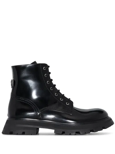 Alexander Mcqueen Combat Ankle Boots In Black