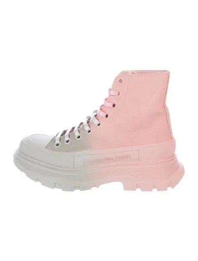 Pre-owned Alexander Mcqueen Leather Combat Boots In Pink