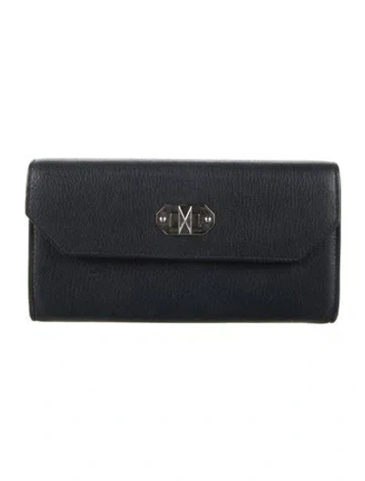 Pre-owned Alexander Mcqueen Leather Continental Wallet In Blue