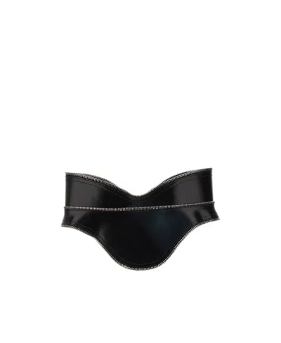 Alexander Mcqueen Leather Corset Belt In Black