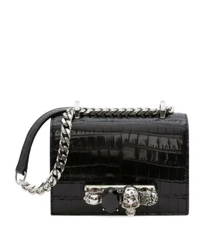 Alexander Mcqueen Mini Jewelled Satchel In Black