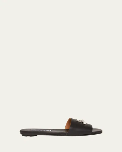 Alexander Mcqueen Leather Cross-bar Slide Sandals In Black