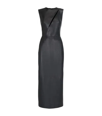 Alexander Mcqueen Cutout Leather Midi Dress In 1000 Black