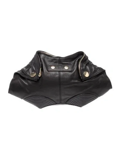 Pre-owned Alexander Mcqueen Leather De Manta Leather Clutch Small In Black