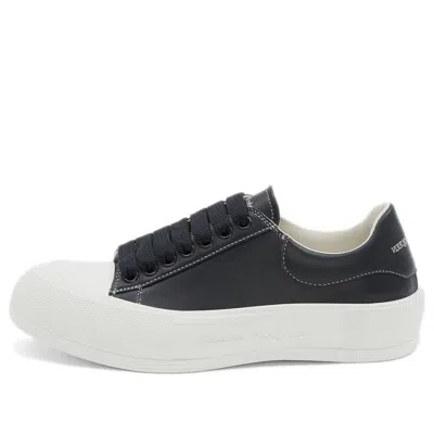 Alexander Mcqueen Leather Deck Plimsoll 'navy Blue'