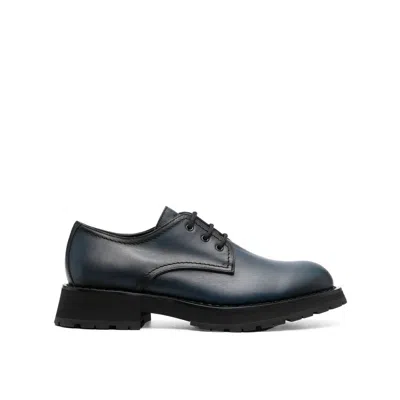 Alexander Mcqueen Leather Derbies Men In Blue