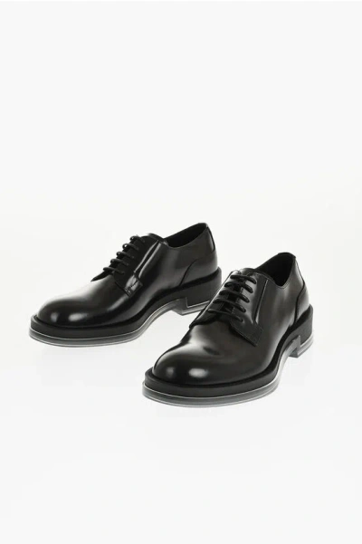 Alexander Mcqueen Leather Derby Shoes With Transparent Rubber Sole In Black