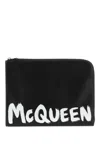 Alexander Mcqueen Leather Document Holder Pouch In Black/white
