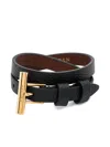 Alexander Mcqueen Leather Double-wrap Bracelet In Gold