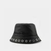 Alexander Mcqueen Leather Eyelet Hat -  - Black - Leather In Black