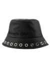 Alexander Mcqueen Leather Eyelet Hat -  - Black - Leather In Black