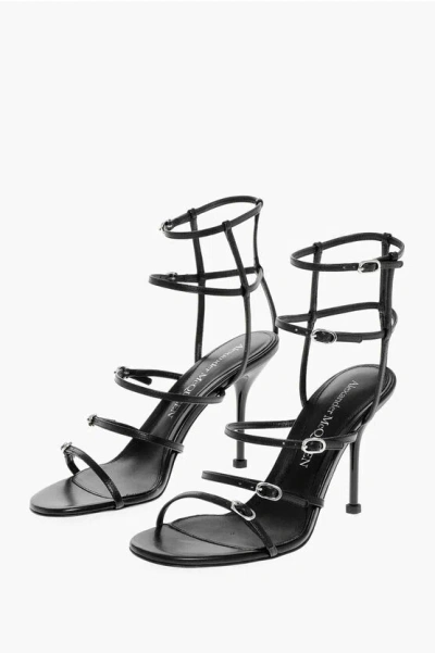 ALEXANDER MCQUEEN LEATHER FAUN LUX SANDALS WITH STRAPS 10CM