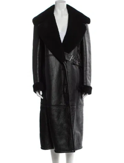 Pre-owned Alexander Mcqueen Leather Faux Fur Coat In Black