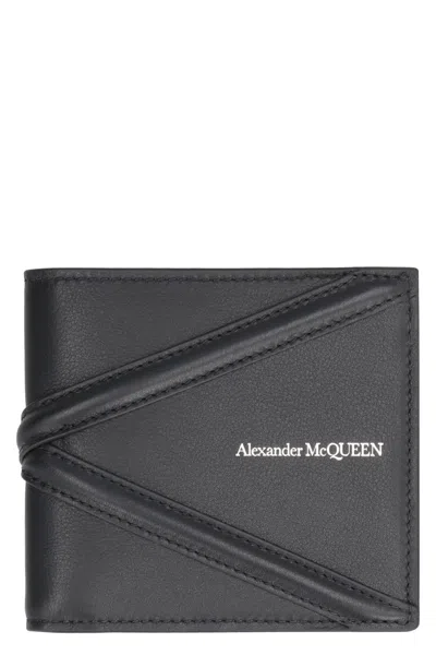 Alexander Mcqueen Leather Flap-over Wallet In Black