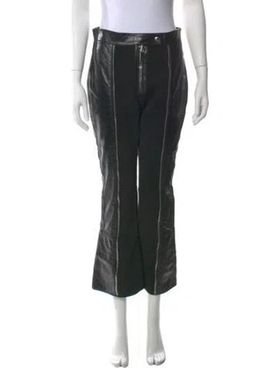 Pre-owned Alexander Mcqueen Leather Flared Pants In Black