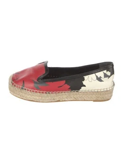 Pre-owned Alexander Mcqueen Leather Floral Print Espadrilles In Black
