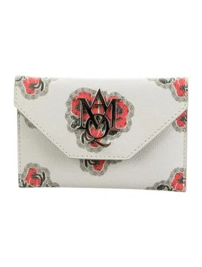 Pre-owned Alexander Mcqueen Leather Floral Print Pouch In Neutrals