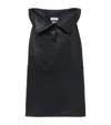 Alexander Mcqueen Leather Foldover Waist Midi Skirt In Black