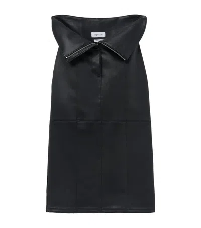 Alexander Mcqueen Leather Foldover Waist Midi Skirt In Black