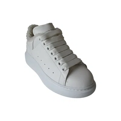 Alexander Mcqueen Leather Fur Trim Sneakers White