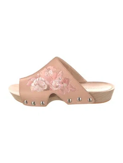 Pre-owned Alexander Mcqueen Leather Graphic Print Slides In Multi