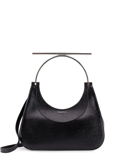 Alexander Mcqueen Leather Handbag With Frontal Logo In Black