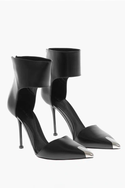 Alexander Mcqueen Harness Punk 110mm Leather Pumps In Black Silver
