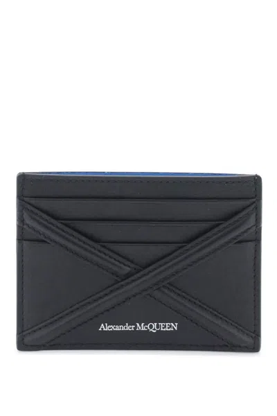 Alexander Mcqueen Leather Harness Cardholder In Nero