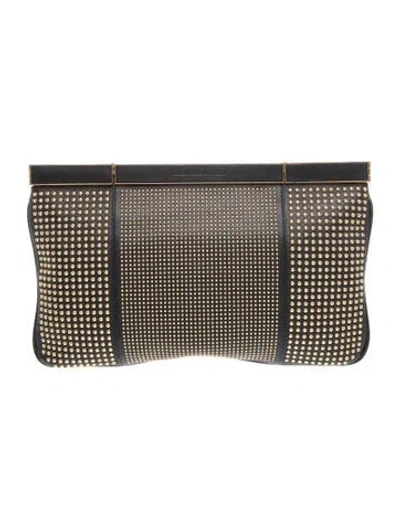 Pre-owned Alexander Mcqueen Leather Hexagon Soft Clutch In Black