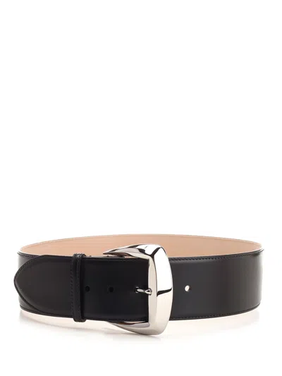 Alexander Mcqueen Leather High Belt In Black