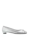 Alexander Mcqueen Armadillo Leather Ballerina Shoes In Silver