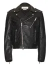 Alexander Mcqueen Leather Jacket With Belted Waist And Epaulettes In Black