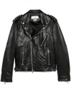 Alexander Mcqueen Leather Jacket With Belted Waist And Epaulettes In Black