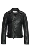 Alexander Mcqueen Leather Jacket With Belted Waist And Epaulettes In Black