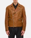 Alexander Mcqueen Essential Leather Biker Jacket In Brown