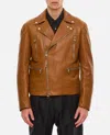 Alexander Mcqueen Essential Leather Biker Jacket In Tobacco