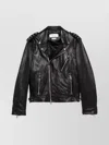 Alexander Mcqueen Leather Jacket With Belted Waist And Epaulettes In Black