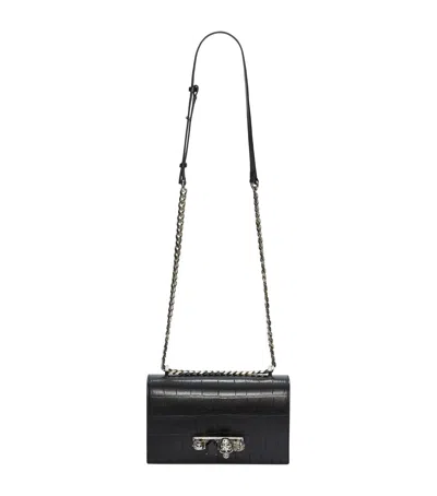 Alexander Mcqueen Leather Jewelled Satchel In Black