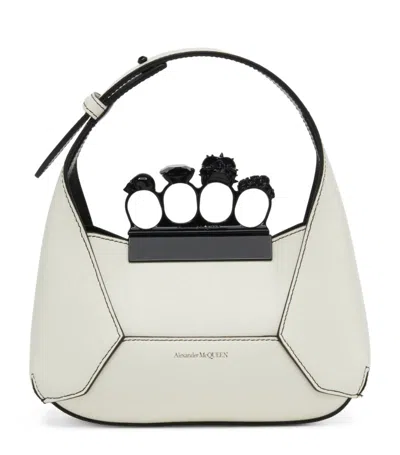 Alexander Mcqueen Leather Jewelled Top-handle Bag In White