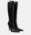 Alexander Mcqueen Birdee Leather Knee-high Boots In Black