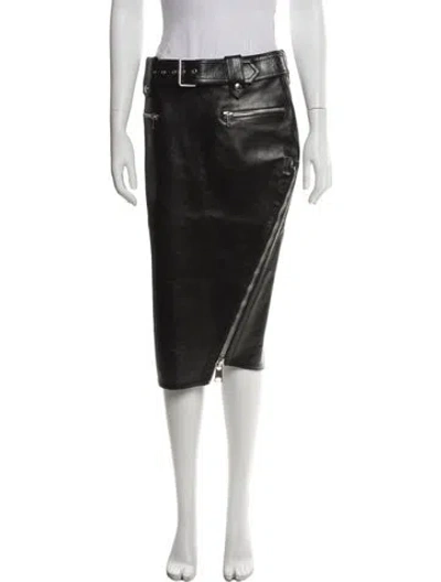 Pre-owned Alexander Mcqueen Leather Knee-length Skirt In Black